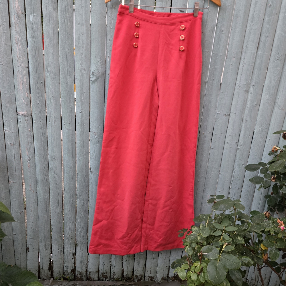 Bright Pink Wide-Leg Pants with Button Detail